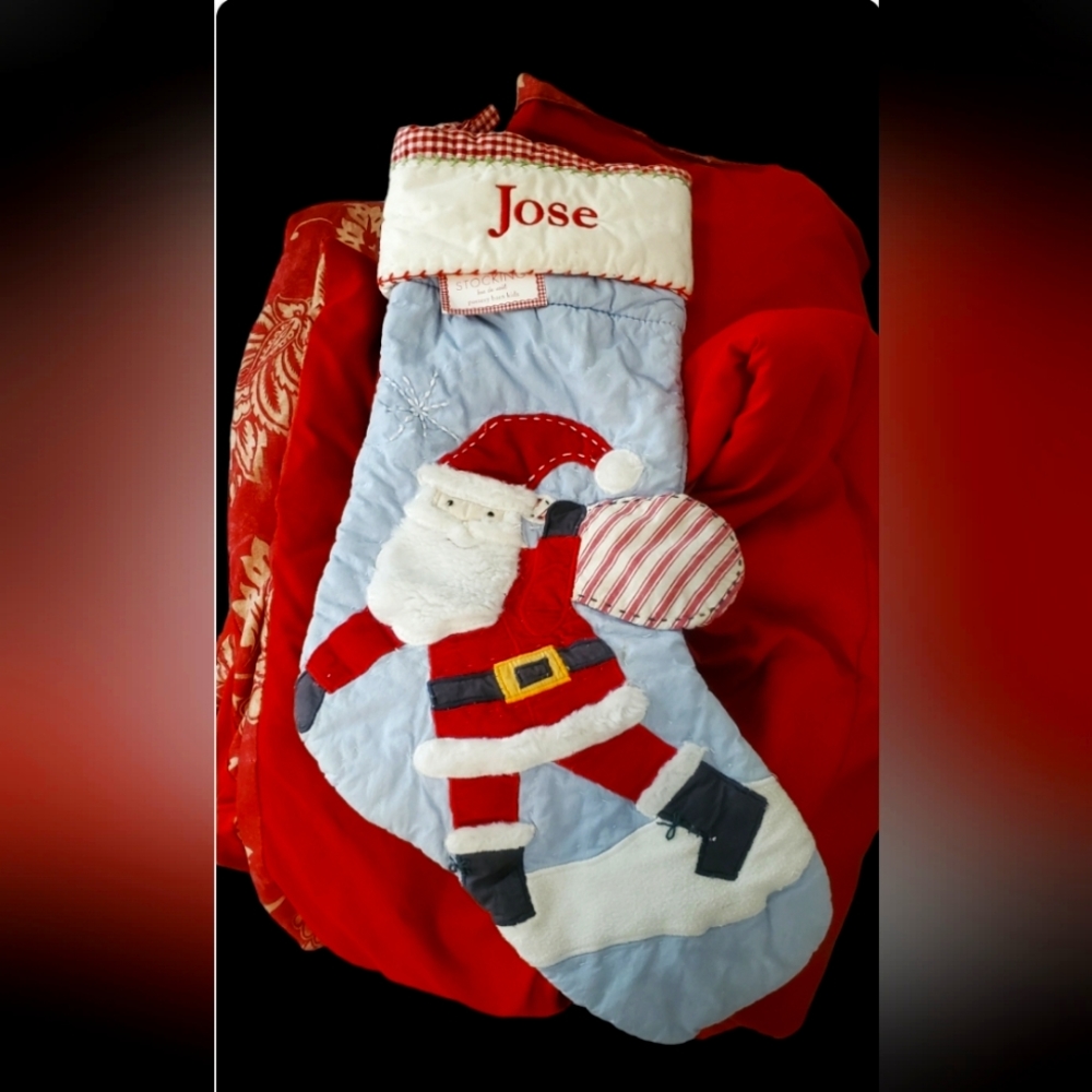 NWT Pottery Barn Quilted 🎄Christmas Stocking,  Personalized "JOSE"